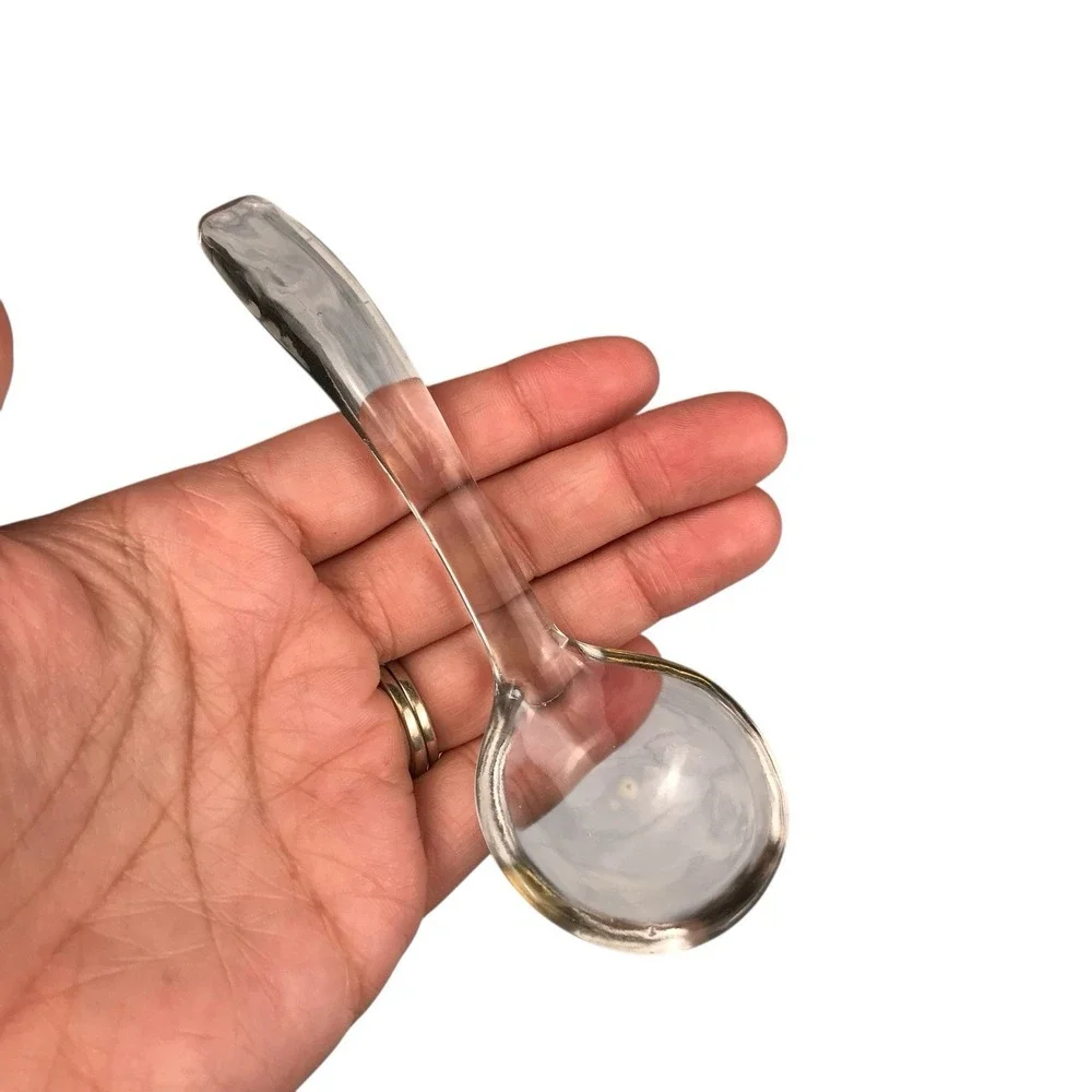 Vintage Clear Glass‎ 5 1/4” Relish/Condiment Ladle/Spoon Unbranded